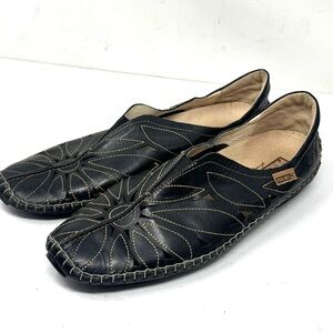 Pikolinos Jerez Black Leather Moccasin Slip On Ballerina Flat Women Sz 10.5-11